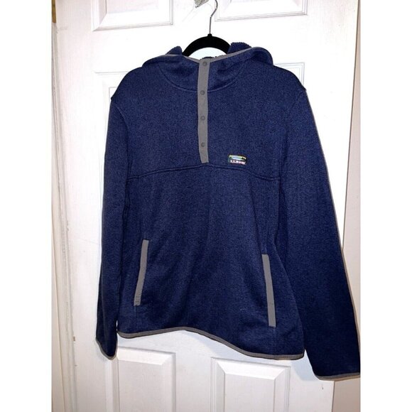 L.L. Bean Other - L.L. Bean Men’s Hooded Slightly Fitted Sweater Fleece 1/4 Snap Pullover Top L Rg
